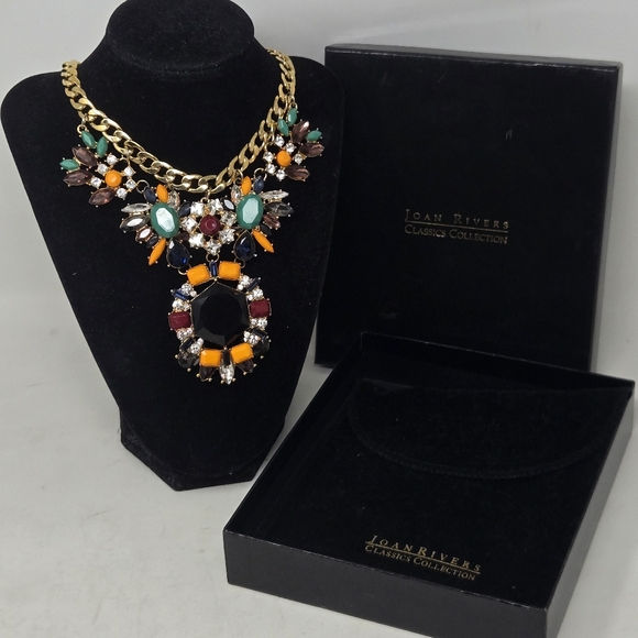 JOAN RIVERS Collection Statement Necklace With Multi Colored Rhinestones Y2K - Picture 2 of 10
